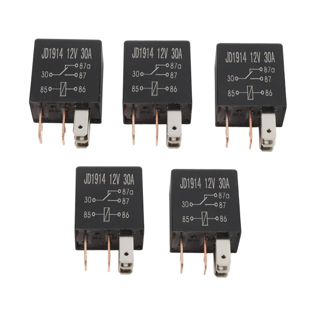 Multipurpose 5 Pin 30A 12V Automotive Relay Set of 5 Suitable for Control of Fans Horns Starters and Lights In For Cars