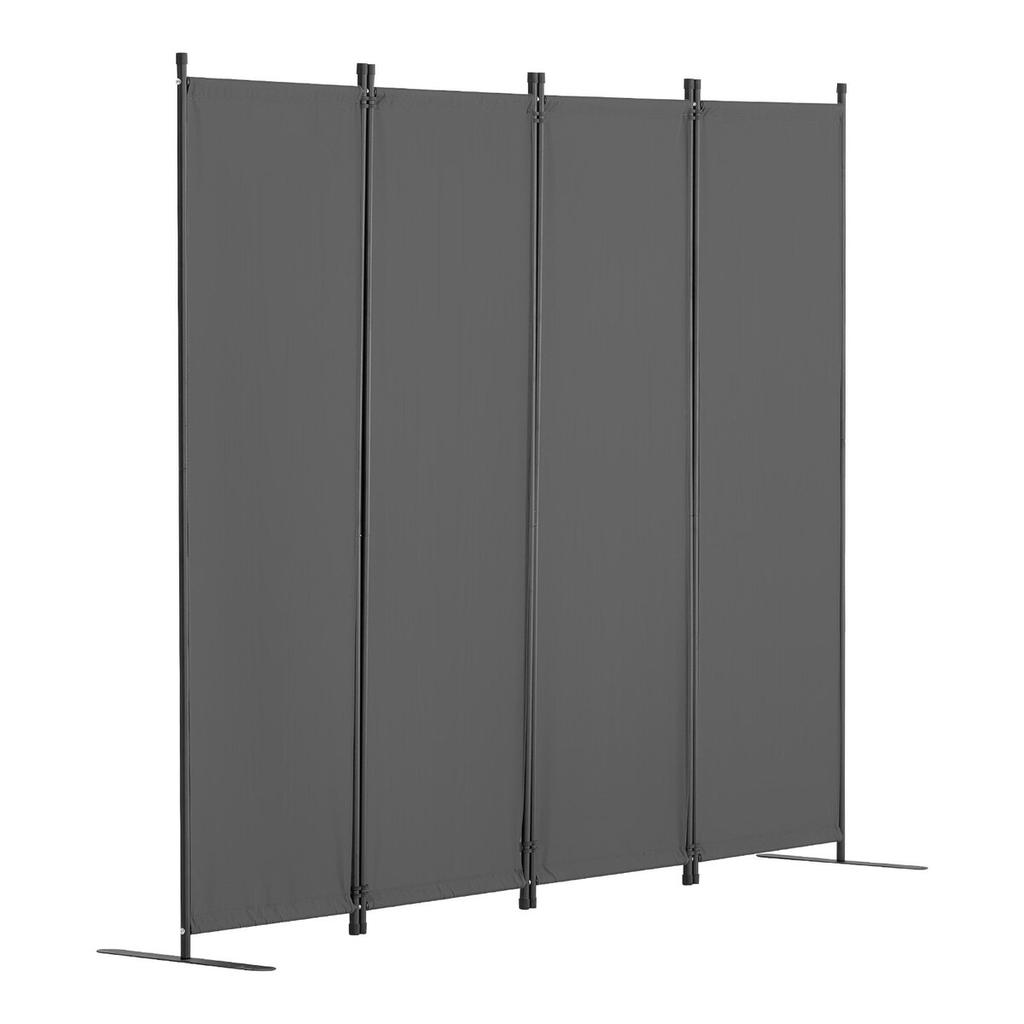 Room Divider 4-Panel Folding Privacy Screen Fabric Partition Office Gray