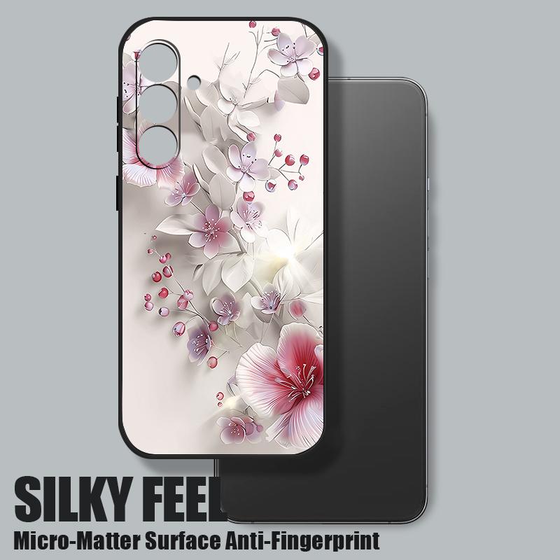 Soft TPU Case For Samsung Galaxy S25 S24 S21 FE S24 S22 S23 Ultra S22 Plus S25 Edge Pink Flowers Patterned Lanyard Phone Cover
