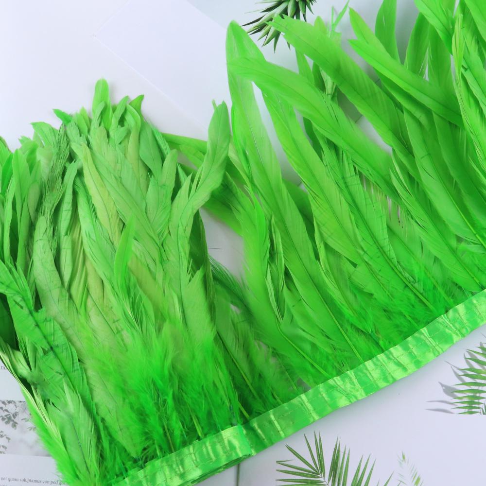 Red Rooster Tail Trims Natural Coque Feather Trimming Ribbon For Crafts Dress Skirt Carnival Costumes Plumes 10-12 Inch