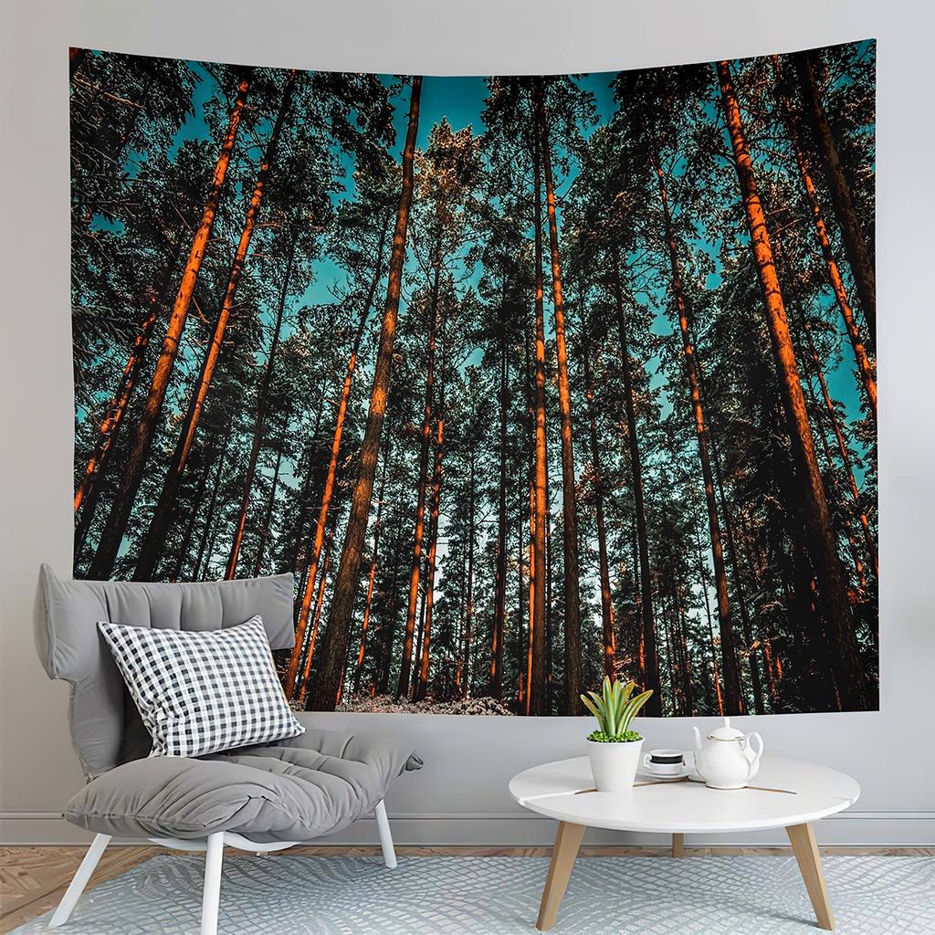 Nature Forest Tapestry Woodland Stream Tapestry Green Fresh Sunshine Tapestry Aesthetic Home Tapestries for Living Room Bedroom
