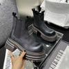 2025 Autumn Retro Chunky Heel Chelsea Ankle Boots for Women - British Style Stovepipe Design with Thick Sole and Height Boosting Features.