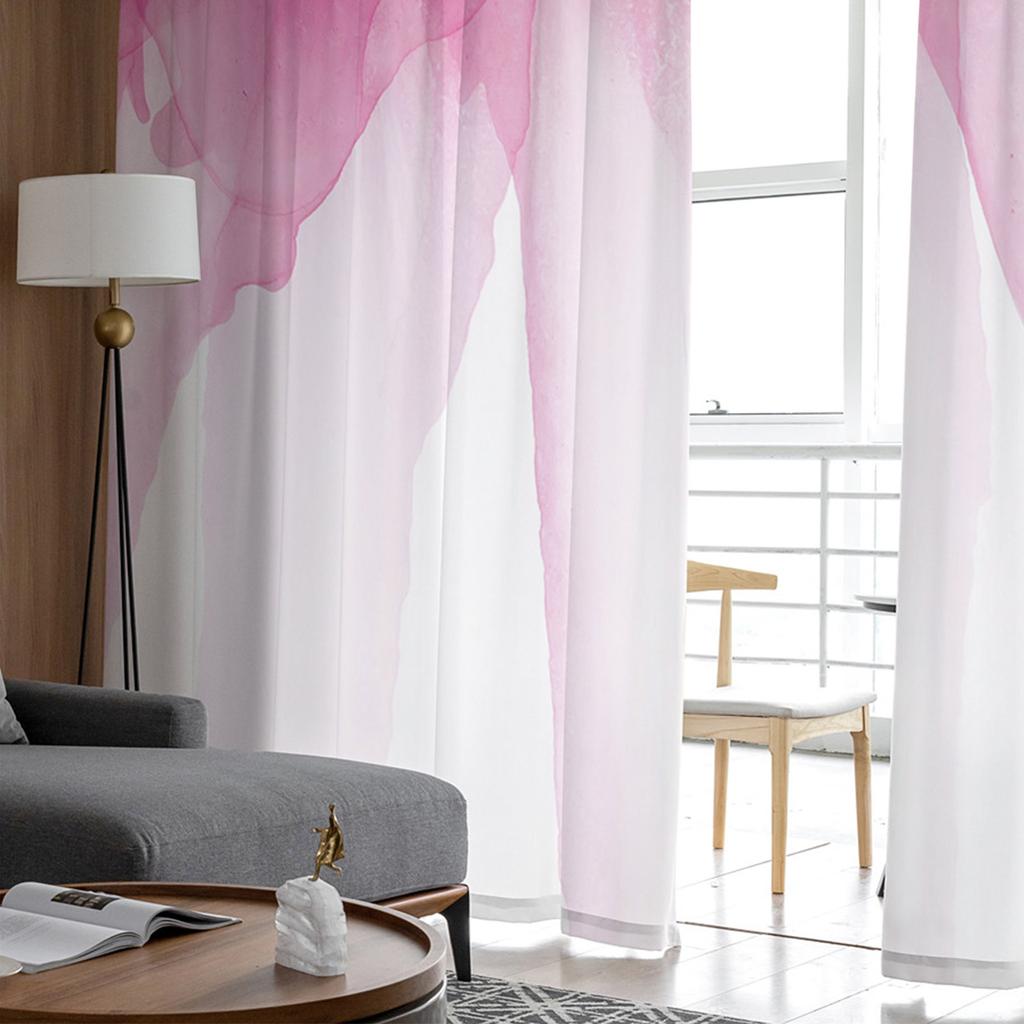 Pink Flower Close-Up Bloom Sheer Curtains Modern Gauze Curtain for Living Room Bedroom Voile Yarn Curtains