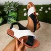 Large Size One-word Buckle Flat-soled Sandals for Women's New Color Matching Bottom Open-toed Flat-soled Sandals for Women