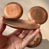 Mini Vintage Red Copper Coffee Cup Tray,Engraving Hammer Texture Home Breakfast Cheese Tableware,Snack Disc Table Decoration