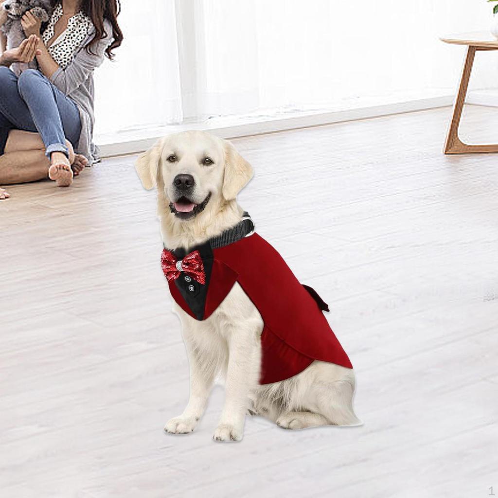Dog Tuxedo Costume with Collar Accessory Lightweight Bow Tie S