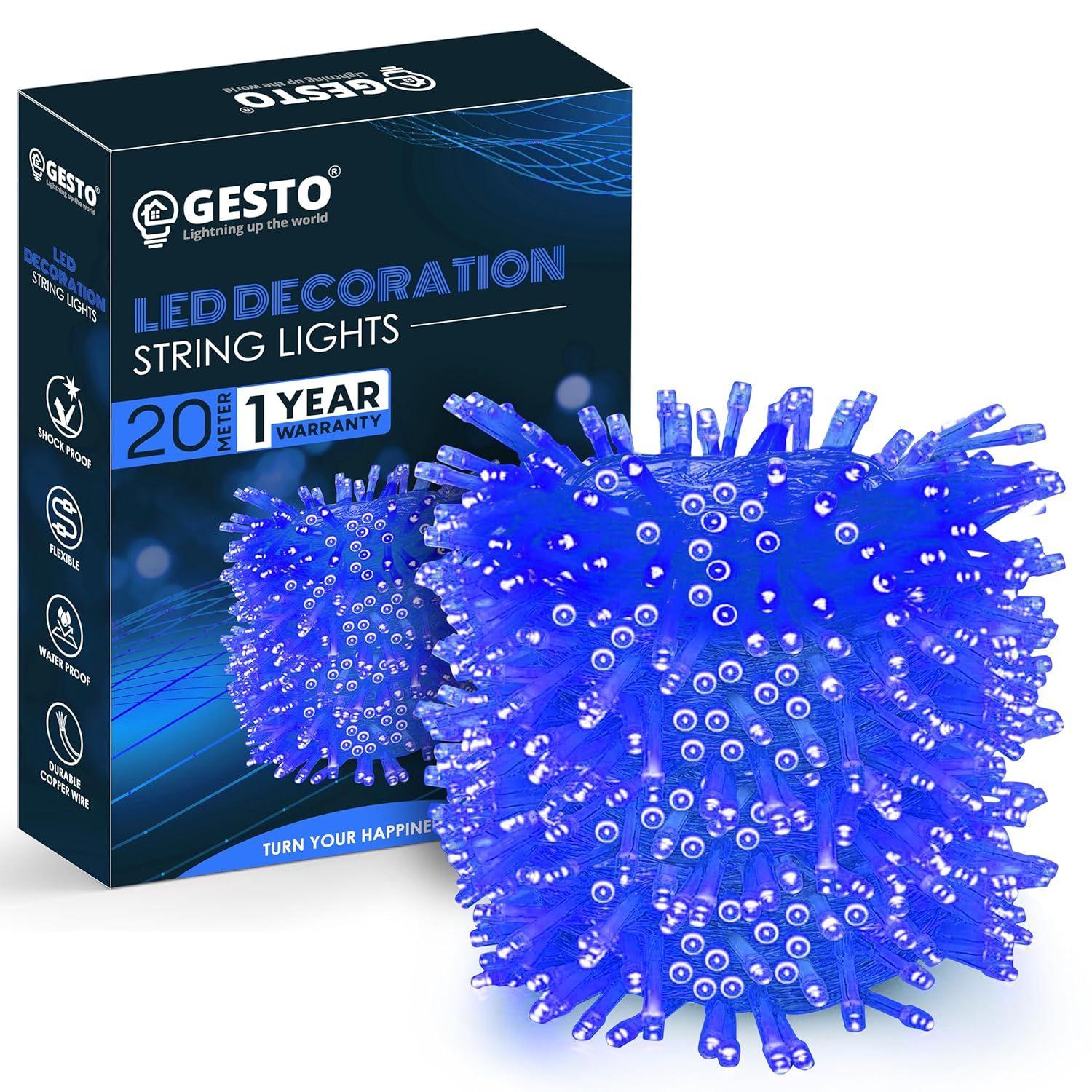 

20 метров Светодиодная гирлянда последовательного типа – Вилка переменного тока Водонепроницаемая Медная проволока Синяя сказочная гирлянда для украшения дома, Рождества