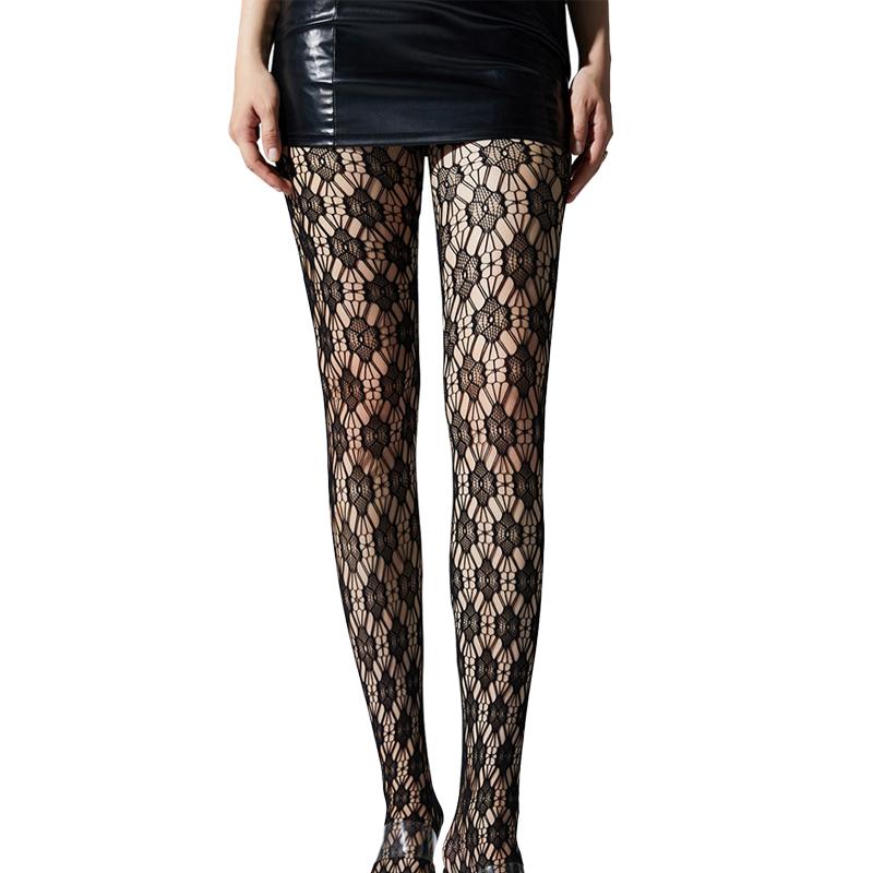 Japanische Süße Sakura Fischernetz-Strümpfe Vintage Damen Y2K Sommer Blume Sexy Luxus-Strümpfe Party Unterwäsche Strumpfhosen one size black