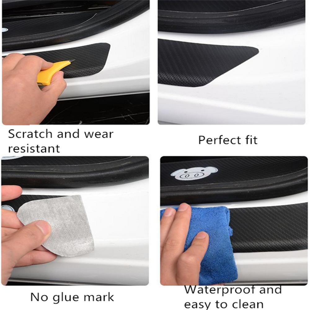 4Pcs Universal Car Door Step Sill Scuff Protector Cover Guard Carbon Fiber Color