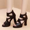 Fashion High Heeled Cool Boots 2025 Summer New Hollow Fish Mouth Roman Shoes Fashionable Women's Sandals