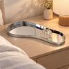 Display Tray with Ribbed Borderless Mirror Finish Serving Silver for Living Room, Dining Area,