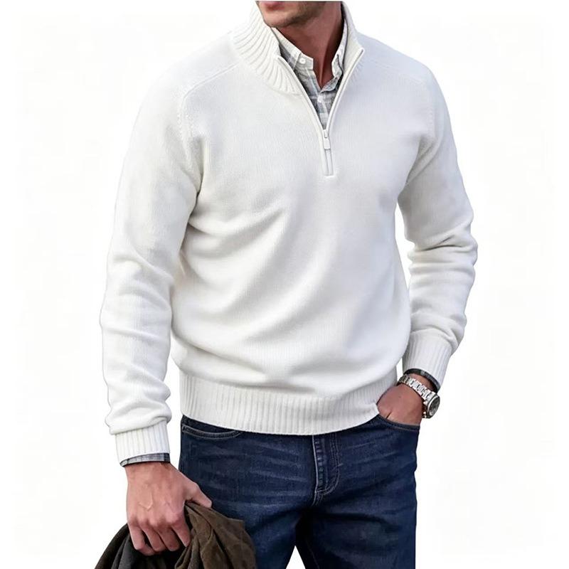 Men S Stand Collar Pullover Sweater Long Sleeve British Style Multi Color Warm