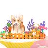 3D Easter Corgi Dog Greeting Card Set Spring Season Invitation Card for Festival New Year Holiday Party Message Card