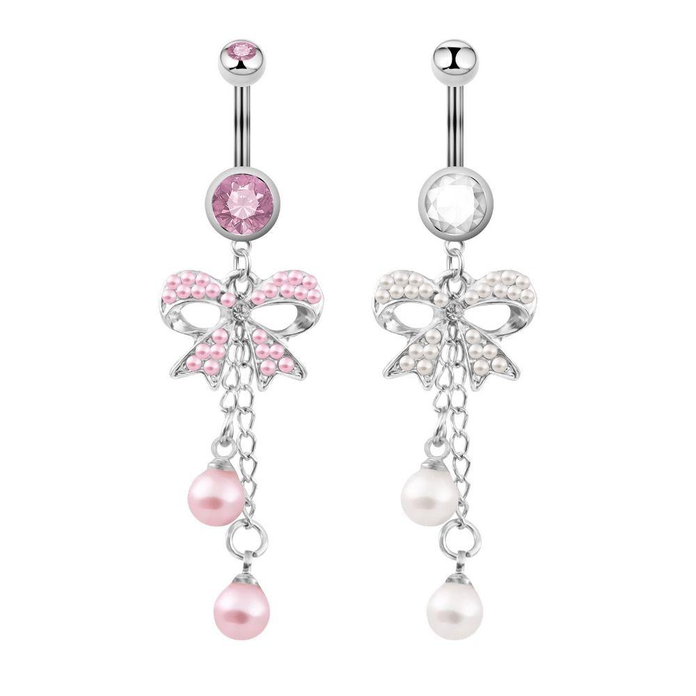 Fashion Jewelry Bowknot Navel Button Ring Rhinestone Body Jewelry  Body Piercing