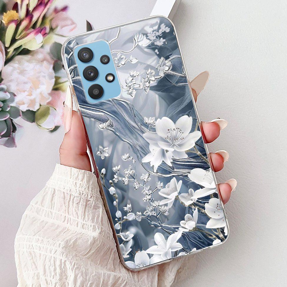 For Samsung A32 5G Case SM-A326B Clear Cute Cat Fashion Funny Painted Back Cover For Samsung Galaxy M32 5G Phone Case SM- M326B