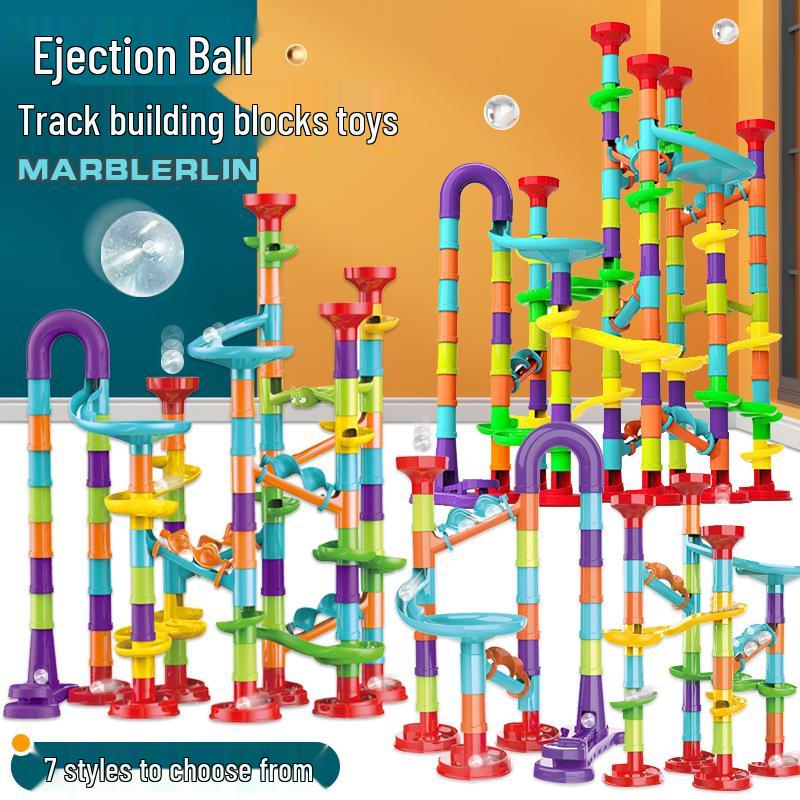 Interchangeable Marble Run Maze Building Set: Cross-Border Catapult Adventure