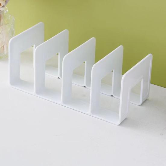 Organisateur de Bureau Boodend Support de Livres avec 4 Compartiments Verticaux Plastique