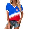 Women Casual Short Sleeve V Neck T Shirt Letter Print Loose Fit Lightweight Top Soft Fabric Comfortable Summer Tee