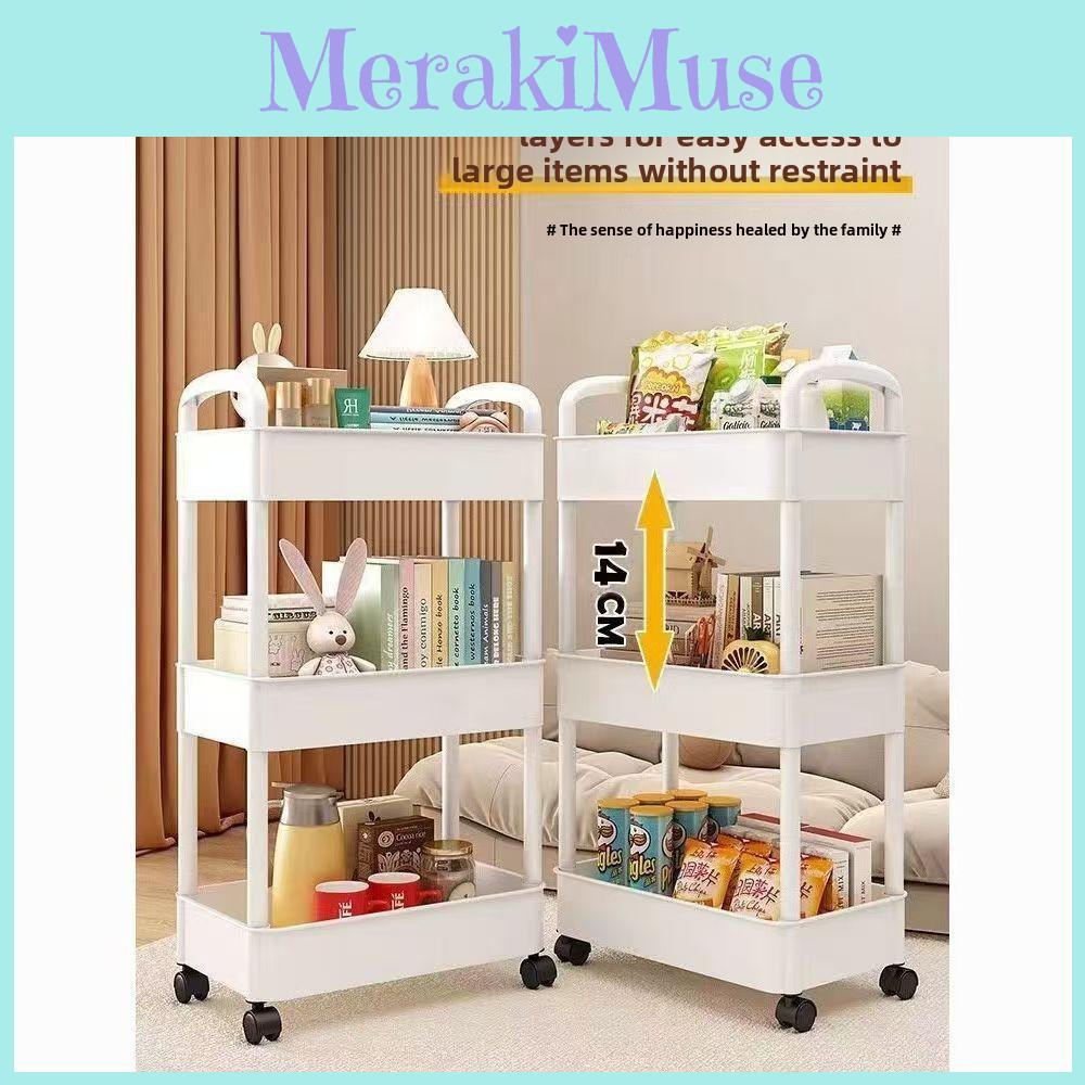 Mały wózek do przechowywania z składanymi, obrotowymi, mobilnymi półkami do organizacji kuchni i sypialni