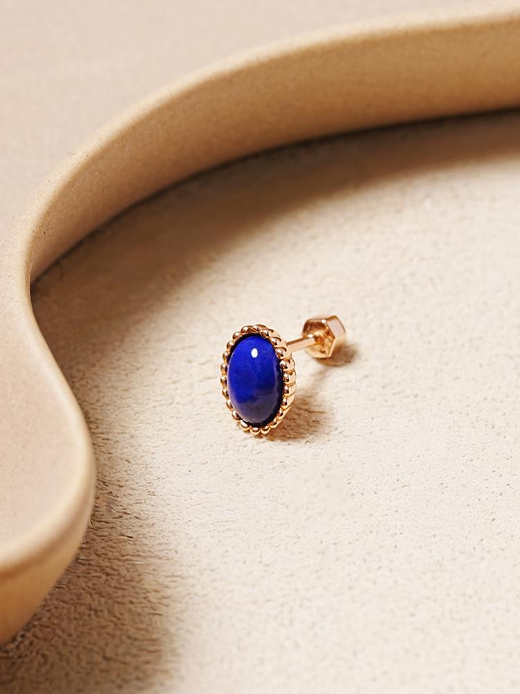 Minimal Piercing 14K 18K Elegance Crown Lapis Piercing