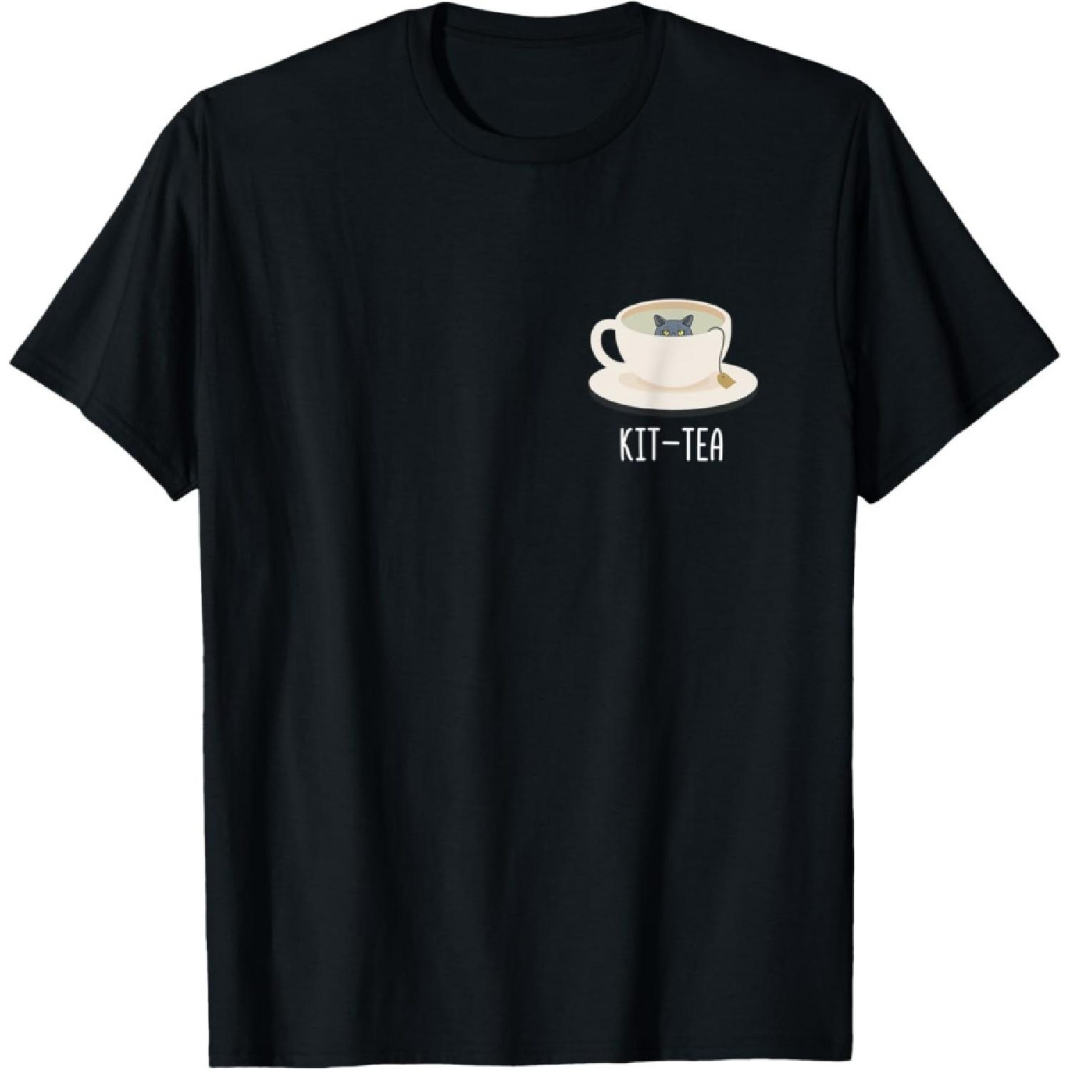 

Funny Kit-Tea Cat in The Pocket British Shorthair Cat T-Shirt for Men Women XXXXXL чорний