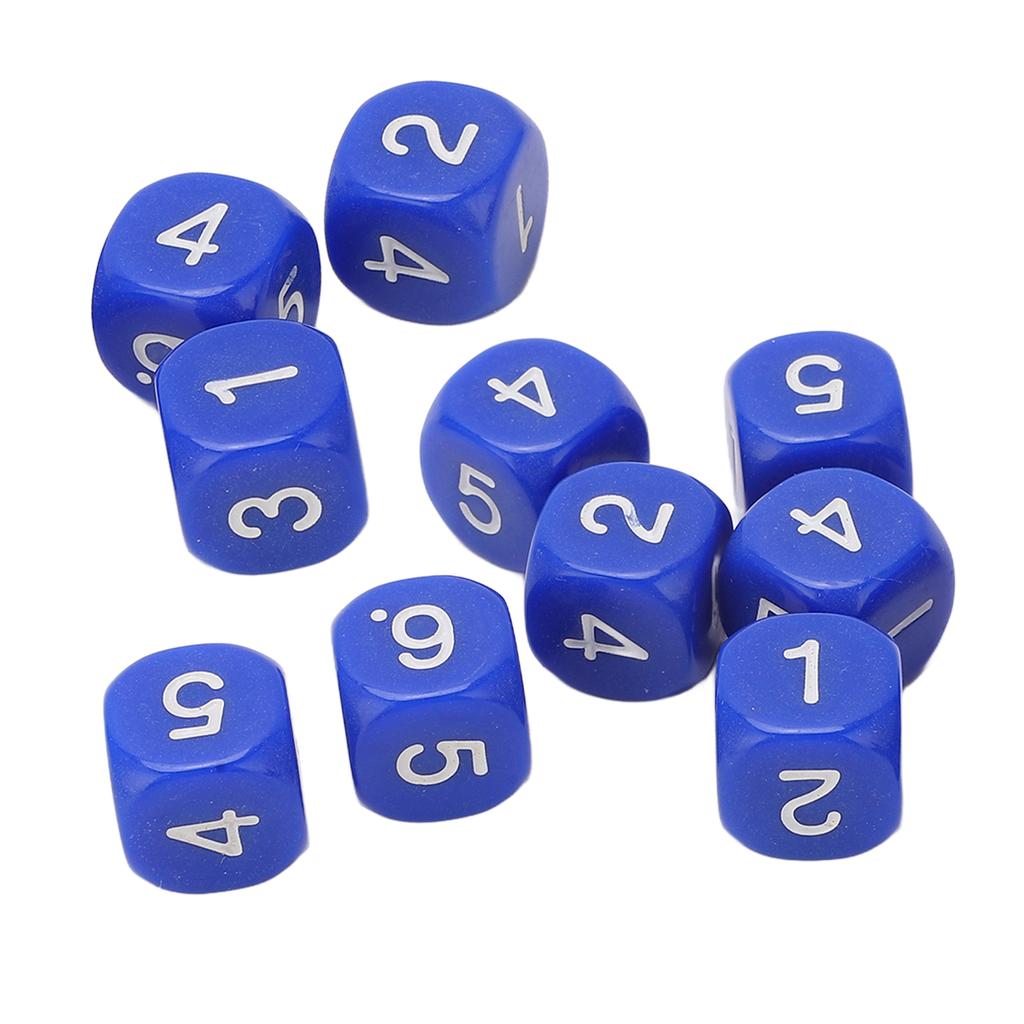 20PCS 6 Sides Number Dice Round Corner Design Plastic Dice Set Board Game Teaching Tools Blue