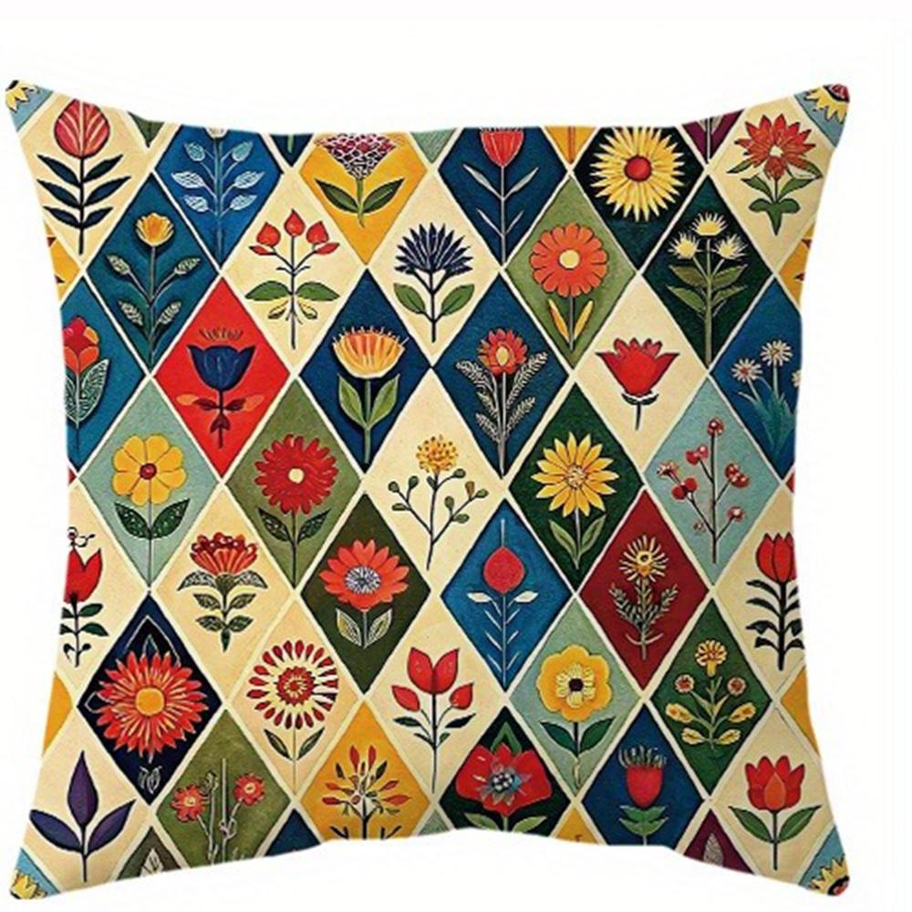 

Color - Pop Geometric Floral Pillow CoversLiving room sofa cushion cover, soft and comfortable, bedroom room decoration 45x45cm-1pcs