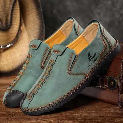 Hand Stitching Split Leather Shoes Men Loafers Comfy Soft Sole Casual Shoes Moccasins Man Flats Shoes