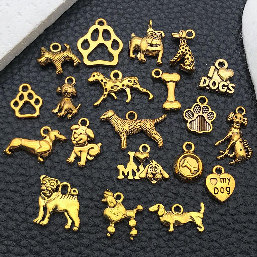 20-Pack Retro Alloy Dog Bone & Animal Cartoon Charms for DIY Bracelets and Necklaces