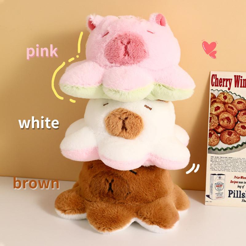 Fluffy Capybara Keychain Reversible Dinosaur Capybara Bag Charm Gift