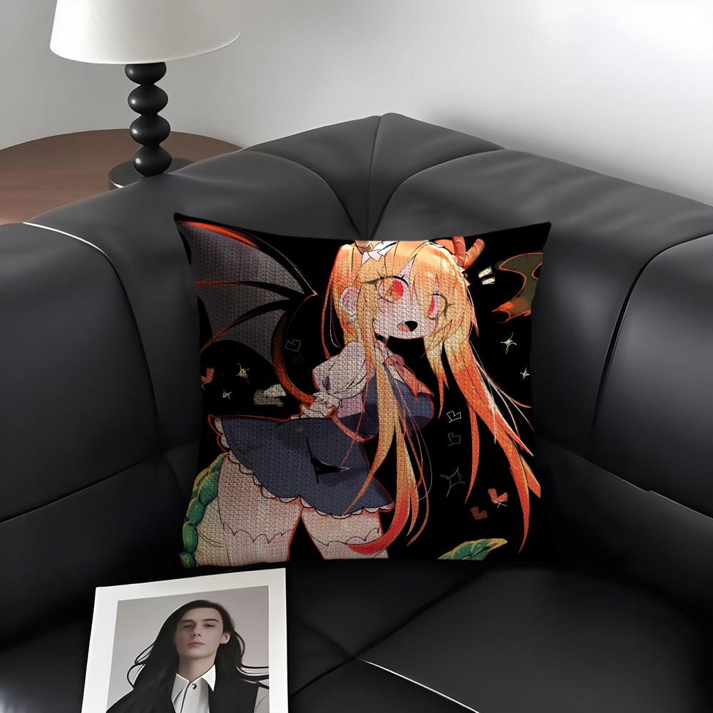 Miss Kobayashis Dragon MaidB Anime Pillow Case Pattern Printed Pillowcase for Living Room Sofa Cushion Cover Bedroom Decor