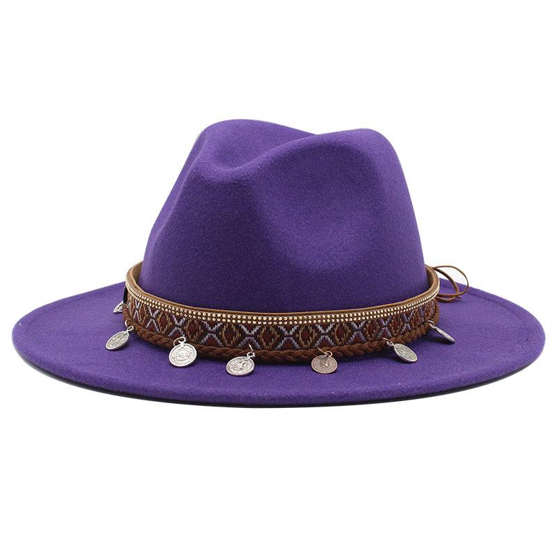 Woolen Jazz Minority Style Top Hat Women'S Retro Flat-Brimmed Big Eaves Hat