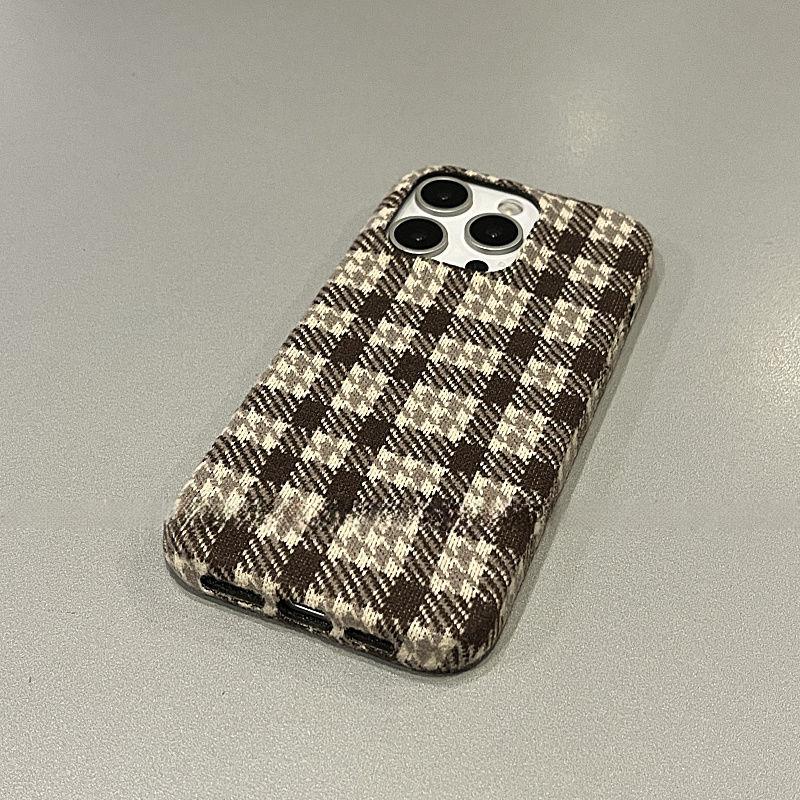 Плед фланелевий чохол для телефону Apple Iphone16promax-Houndstooth Drop-Resistant ПВХ жорсткий фланелевий чохол для телефону Iphone16/15/14/13/Pro/Promax