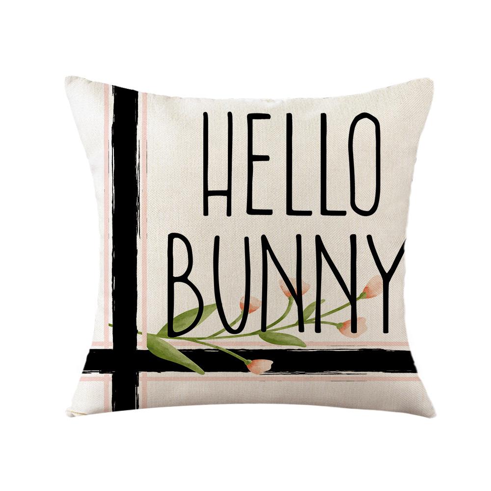 New Easter Pillowcase Printed Linen Pillowcase Sofa Pillow Home Decoration Pillowcase