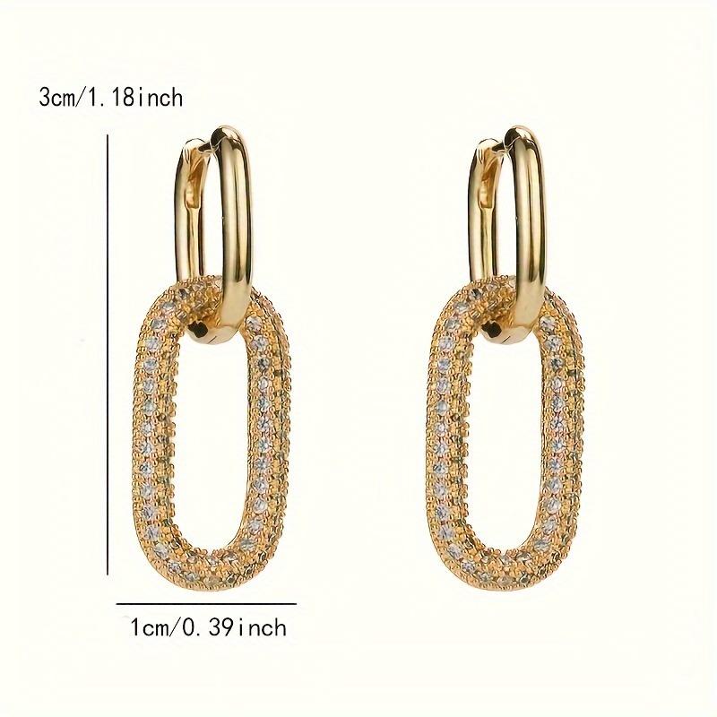 Geometric Oval Rectangle Hoop Earrings For Women Zircon Wedding Jewelry Elegant Dangle Earings