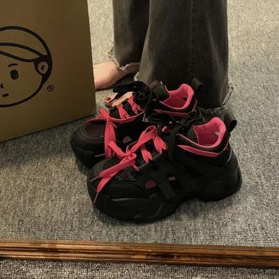 Scarpe Trendy da Papà Donna Nuove Traforate Traspiranti Versatili Leggere Suola Spessa Casual Sportive Scarpe Vulcanizzate Sneakers