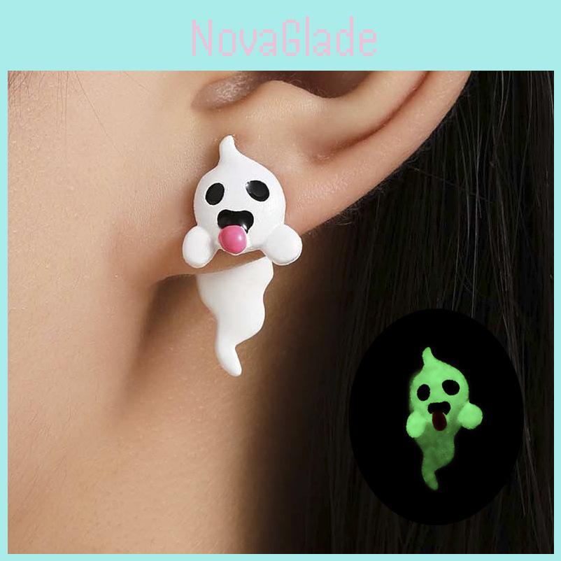 Trendy Halloween Ghost Earrings Stunning Glow In The Dark Fashion Accessories For Women