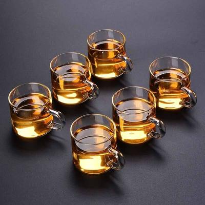 6pcs 100ML Cups Household Thicken Glass Teacup Heat Resistant High Temperature Explosion Proof Coffee Milk Rose Wer Tea Cup