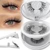 2-Pair Magnetic Eyelashes Set with Mirror Storage Box & Applicator - Natural Look, Glue-Free, Reusable, and Easy To Apply