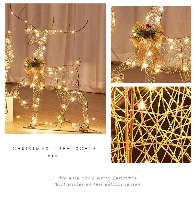 Illuminated Christmas Deer with Cart Gift Set - Festive Window Decorative Ornaments