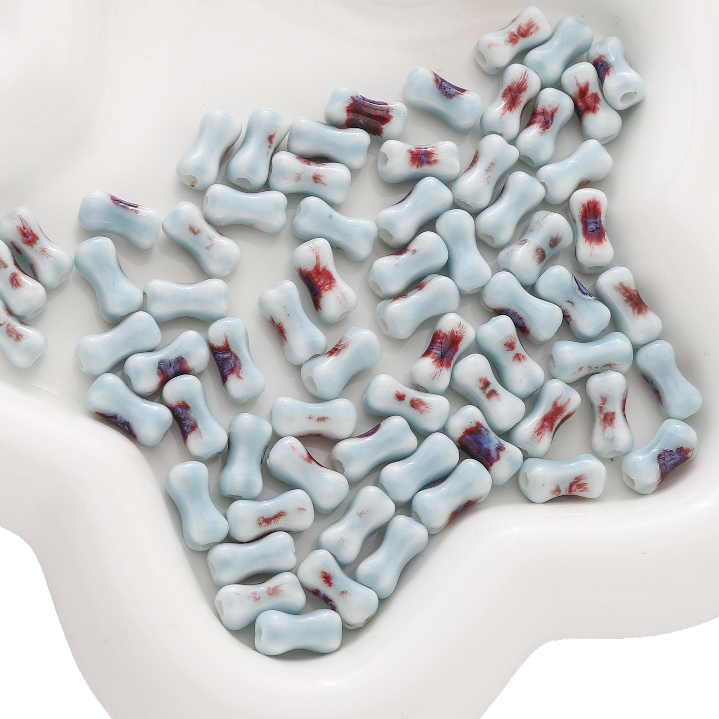 

2-10 шт. Керамічні розписні намистини Кістяні проміжні розсипні намистини для DIY браслетів, намист, виготовлення ювелірних виробів 2pcs синій