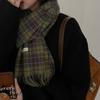 Retro Green Plaid Scarf Women's Imitation Cashmere Winter Scarf Niche Japanese Style Warm Korean Style Scarf