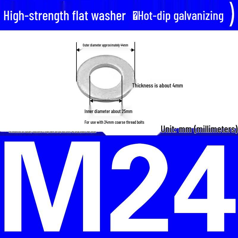 Thickened Hot-Dip Galvanized Washer & Nut Set with Spring Washers, M6-M42