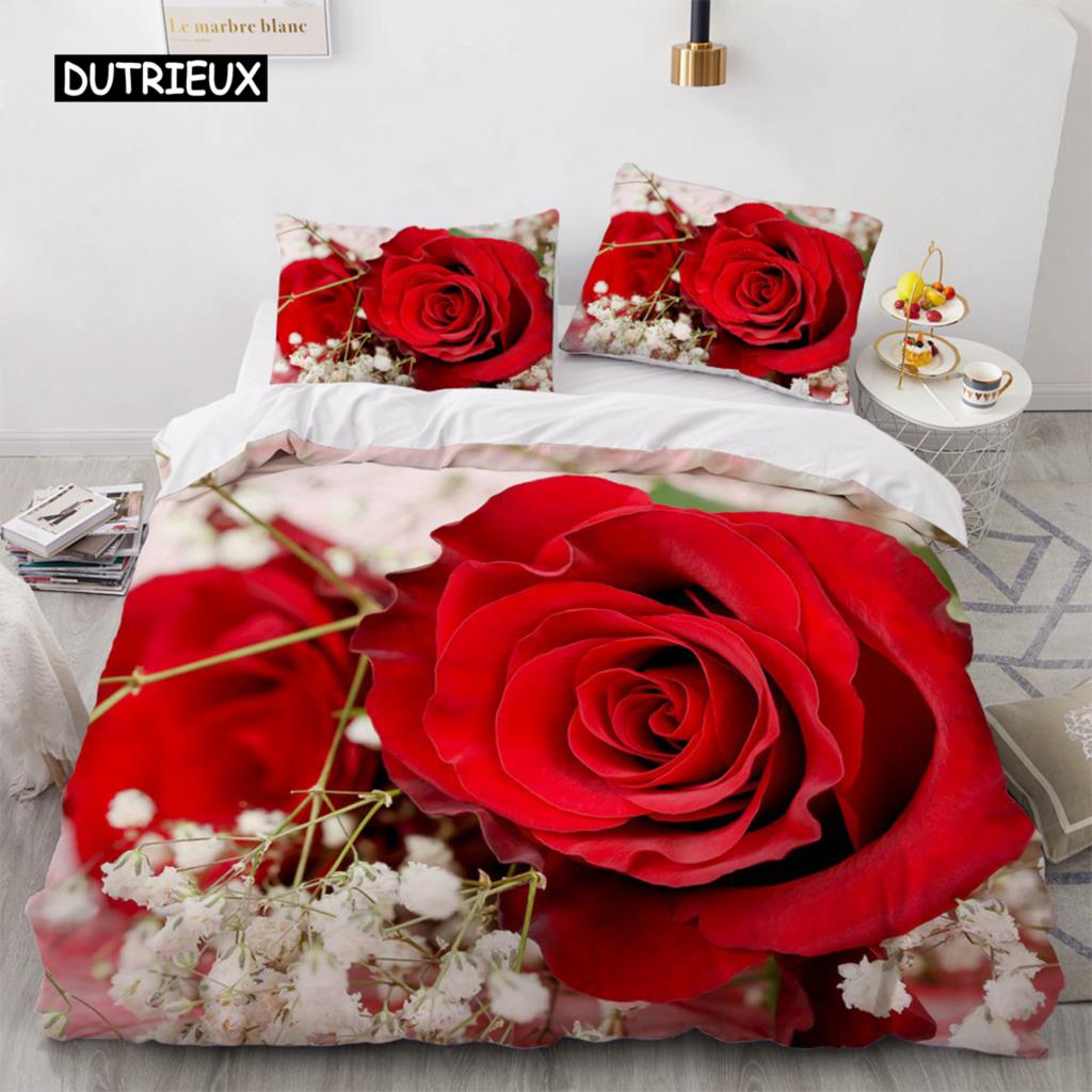 

Картина маслом Цветы Цифровая печать Комплекты постельного белья для взрослых Постельное белье Одеяло Арт Пододеяльник Комплект Односпальный Размер King Queen Size 140x200cm 3pcs