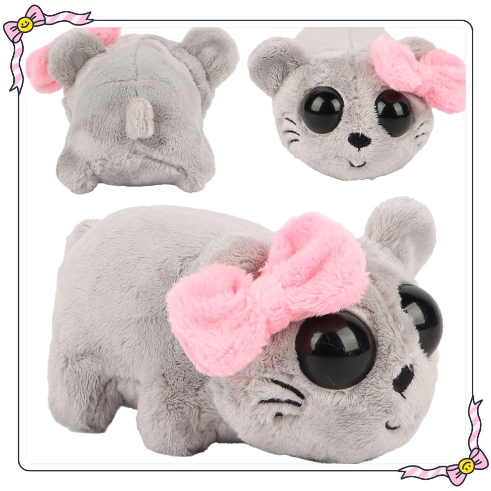 15cm Grey Big Eyed Hamster Plush Toys Bow Hamster Plush Doll Soft Stuffed Animal Toy Cute Plushies Kids Birthday Halloween Gifts