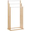 Suporte de Toalha feito de Bambu. Design de 3 Peças, 3 Barras de Toalha, 48 cm x 25,8 cm x 94 cm, Natural + Branco