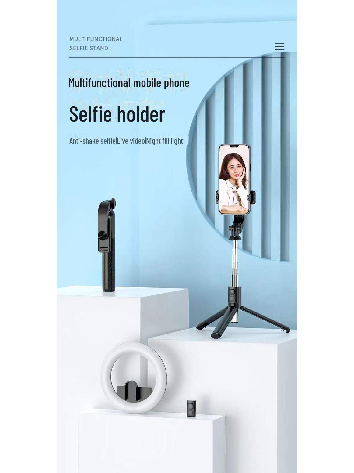 

S03 Многофункциональный Bluetooth Селфи-монопод и штатив с пультом дистанционного управления чёрный