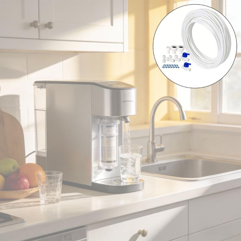 Purificatori d'Acqua Set Giunti Tubo Acqua Tubo Flessibile con Connettori per Frigorifero Dispenser Ghiaccio e Sistema Purificatore