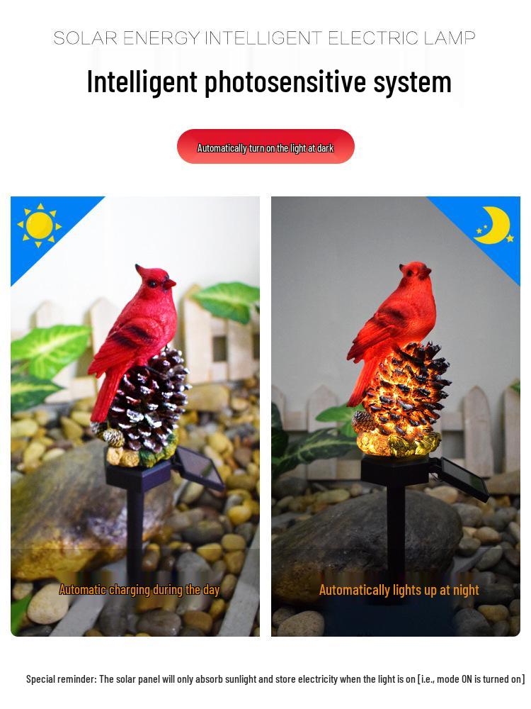 Solar LED Flower Bird Lights for Outdoor Courtyard, Balcony, Garden, and Camping with Sensor Activation.