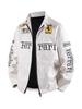 F1 Rennanzug im amerikanischen Stil: Bestickte PPU-Leder-Motorradjacke für den Winter - Unisex